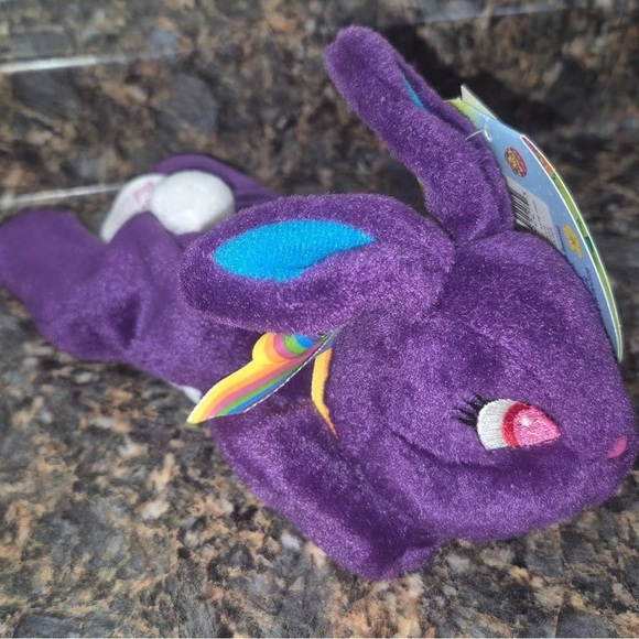Lisa Frank Purple Stuffed Bunny with Blue Ears - Picture 2 of 10